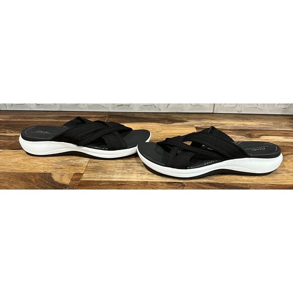 Clarks Cloudsteppers Black Mira Isle Slide On Sandals Size 8.5 Wide - Picture 3 of 6